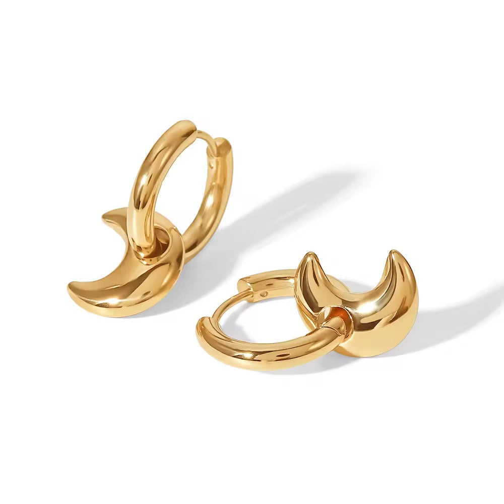 Detachable moon hoops(Gold)