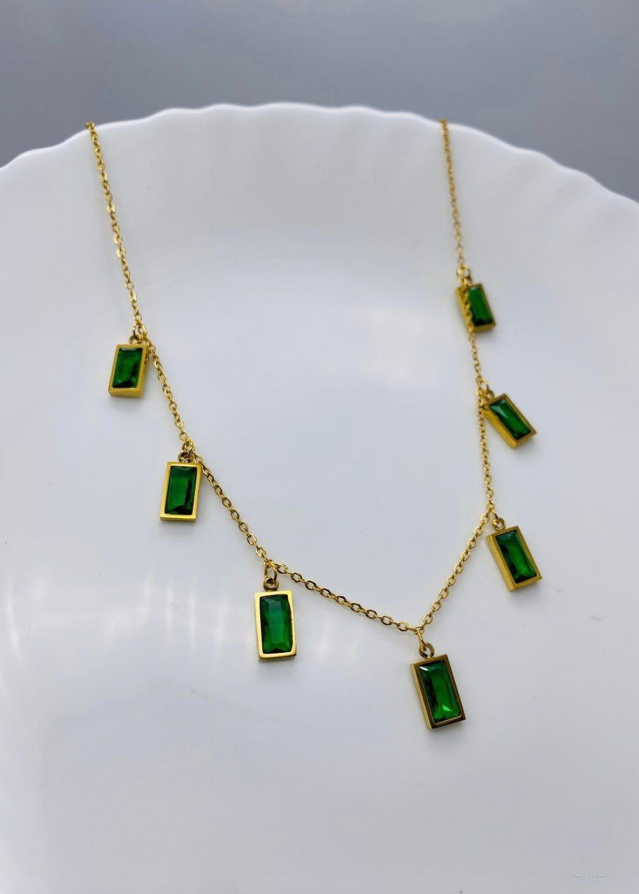 Emerald charms necklace
