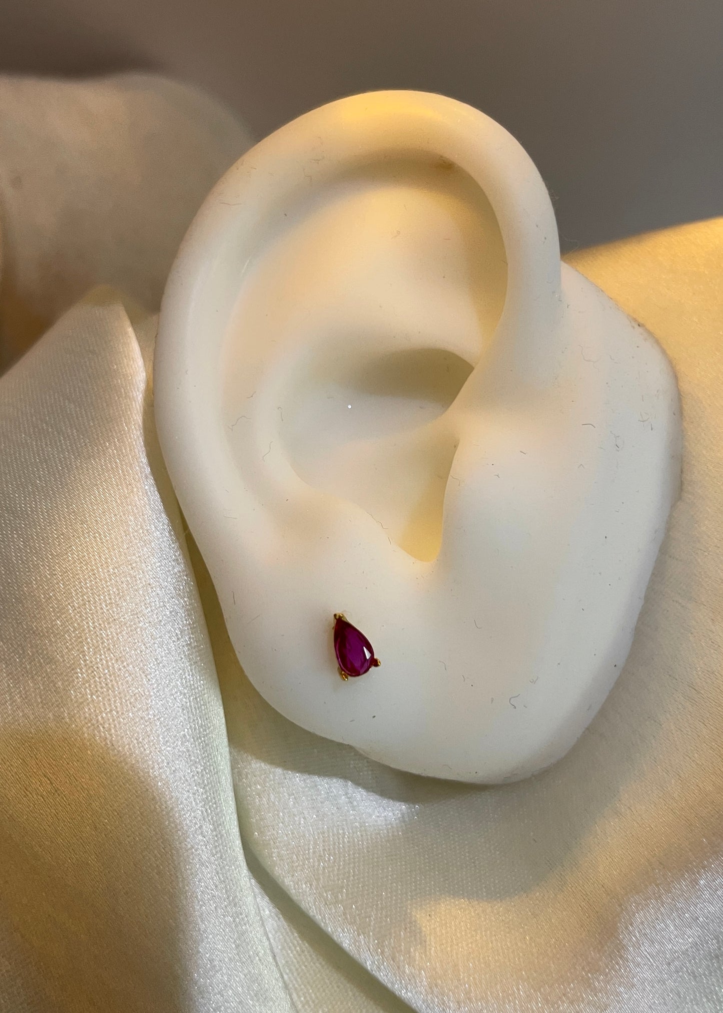 Ruby pear studs