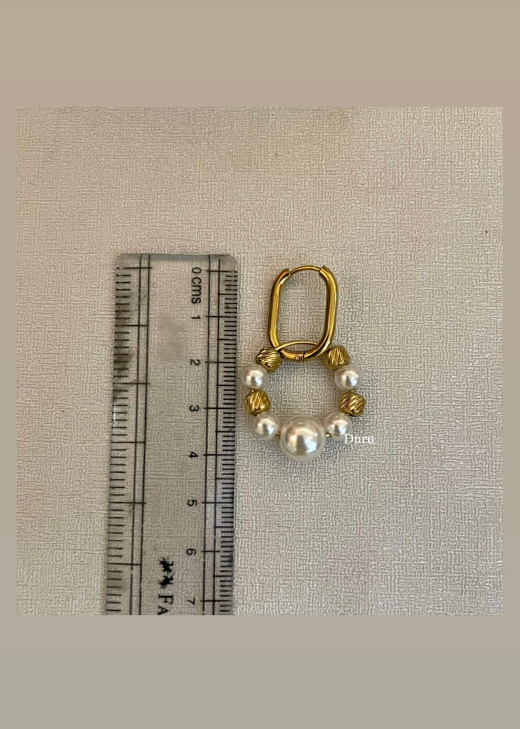 Velvet pearl hoops