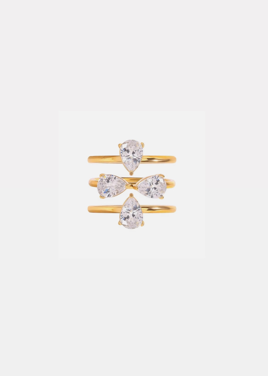 Drop solitaire ring(Set of 3)
