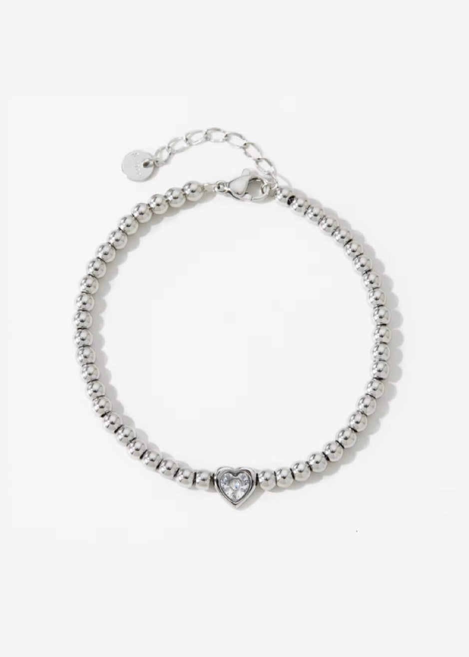 Eterna heart beads bracelet(Silver)