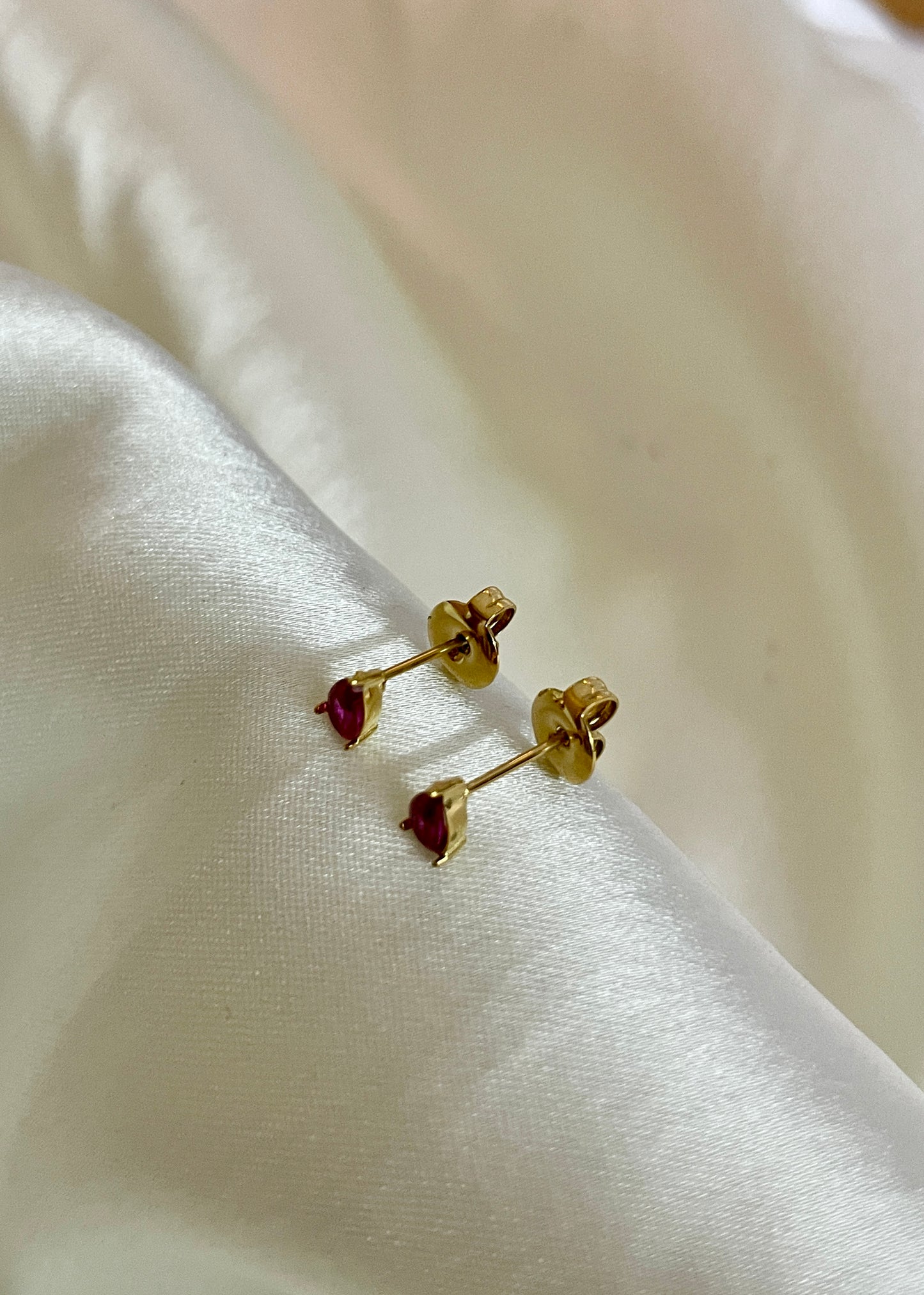Ruby pear studs