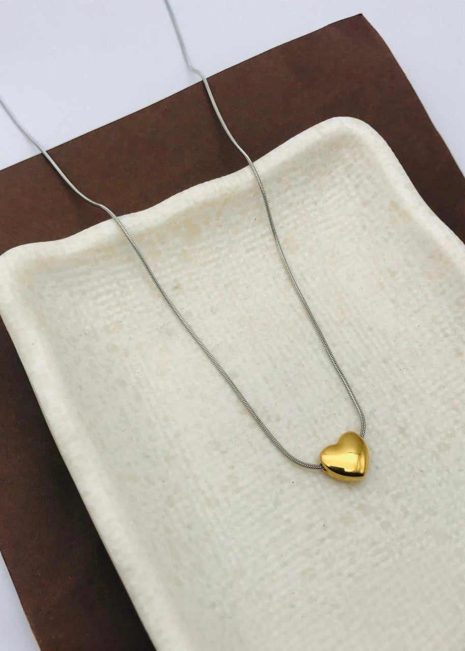 Dual tone heart necklace
