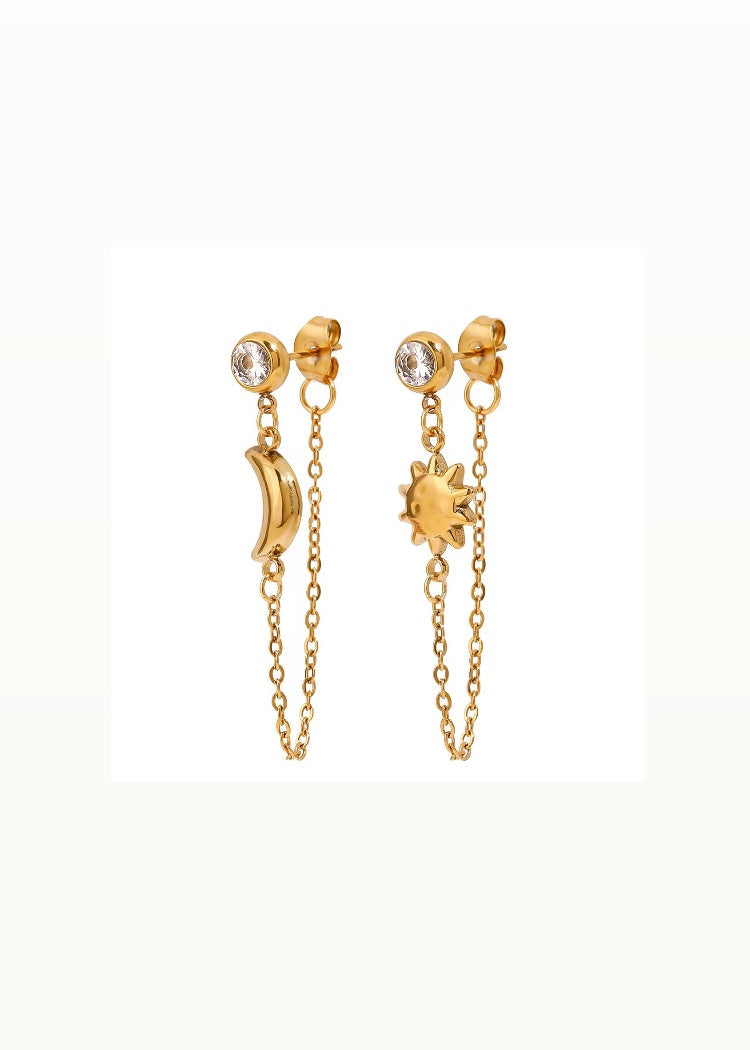 Sun-moon earrings