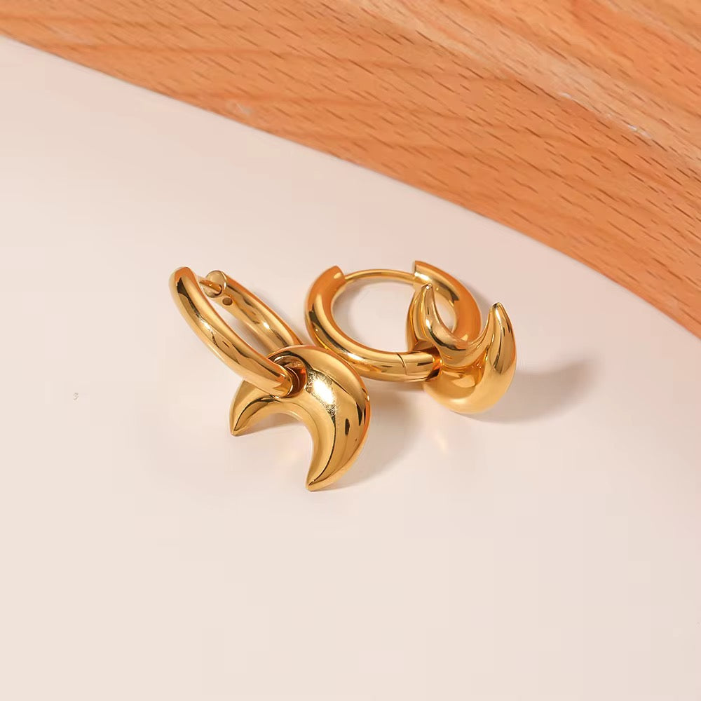 Detachable moon hoops(Gold)