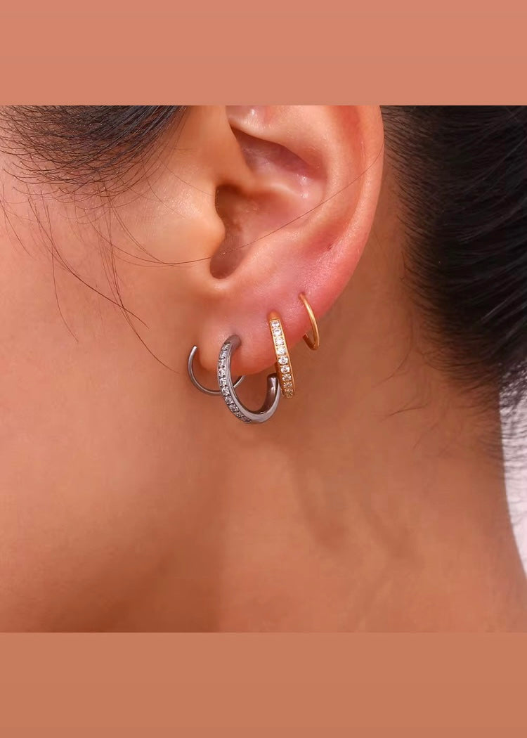 Spiral blingy hoops(Silver)