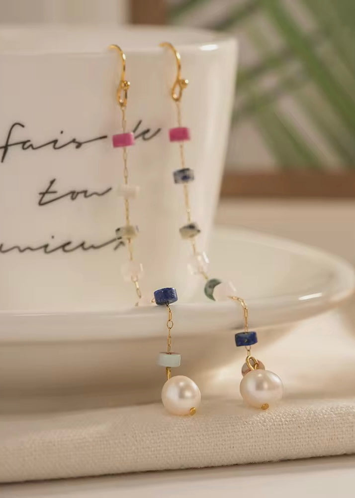 Multicolour stones sleek earrings