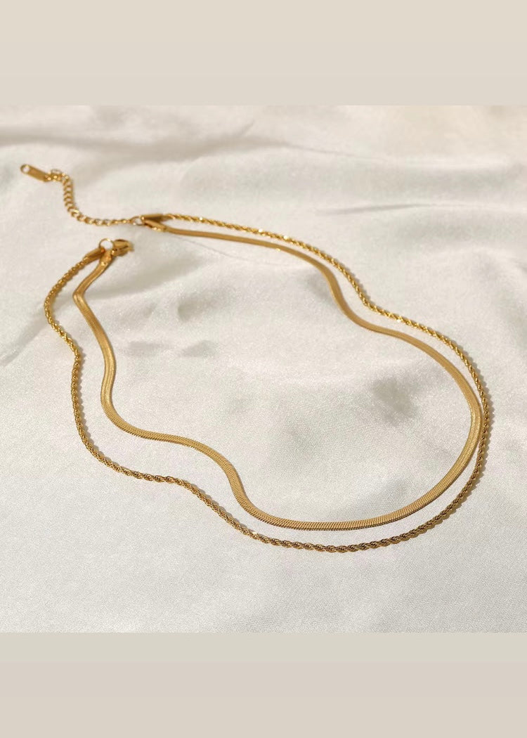 Rope & snake chain layer necklace