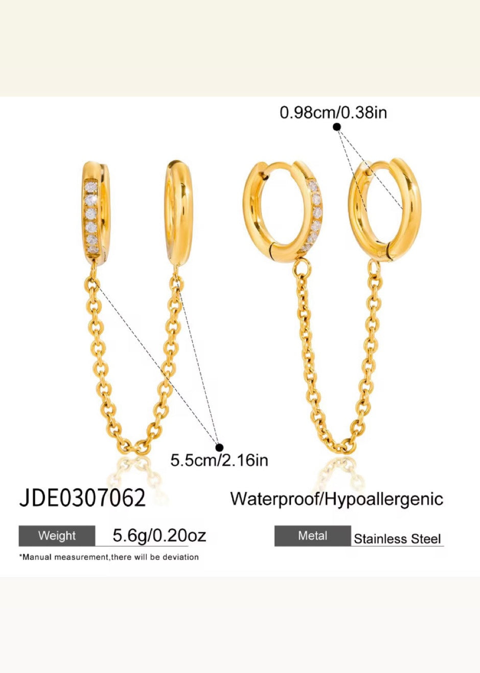 Dual hoop chain earrings