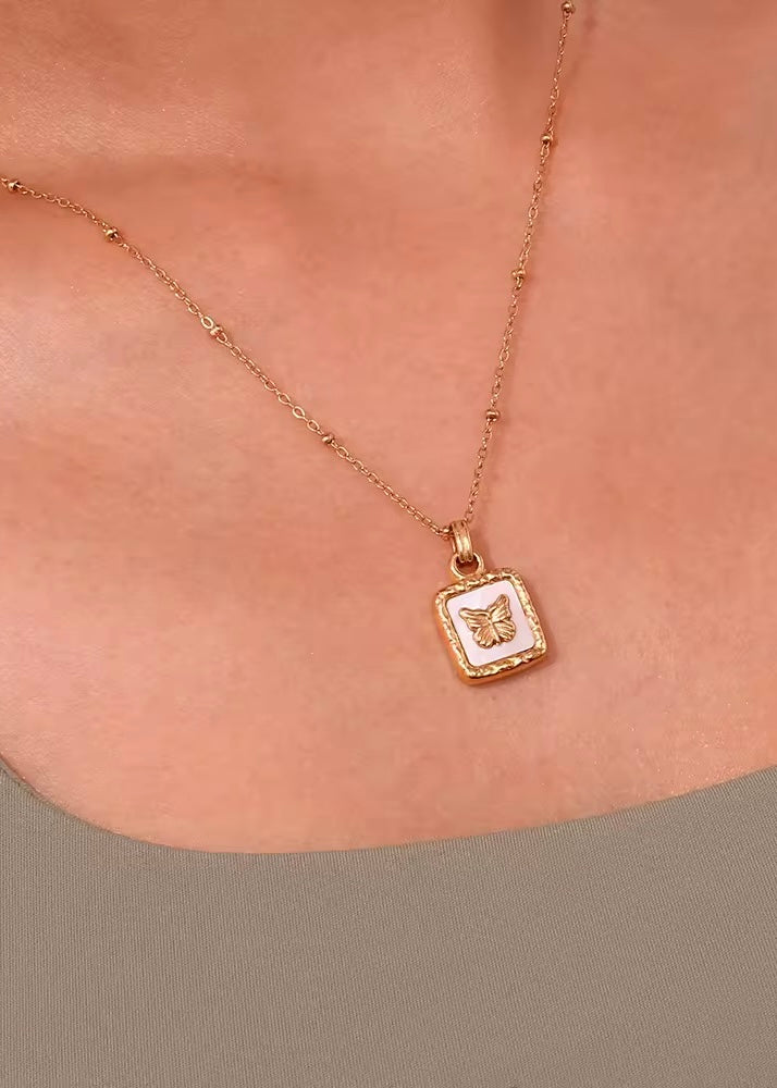 Mop butterfly necklace