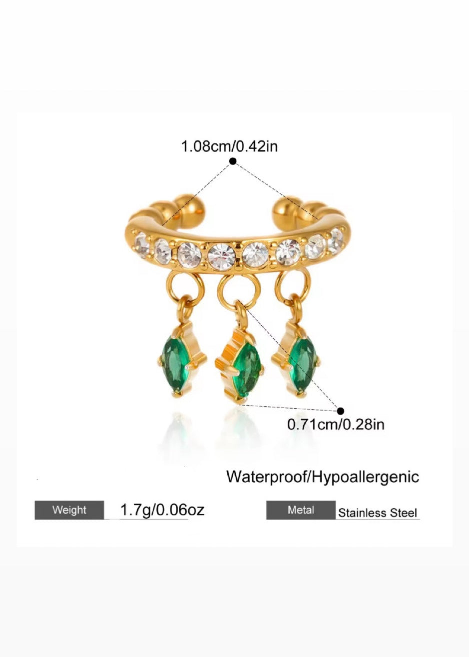 Emerald drops earcuff