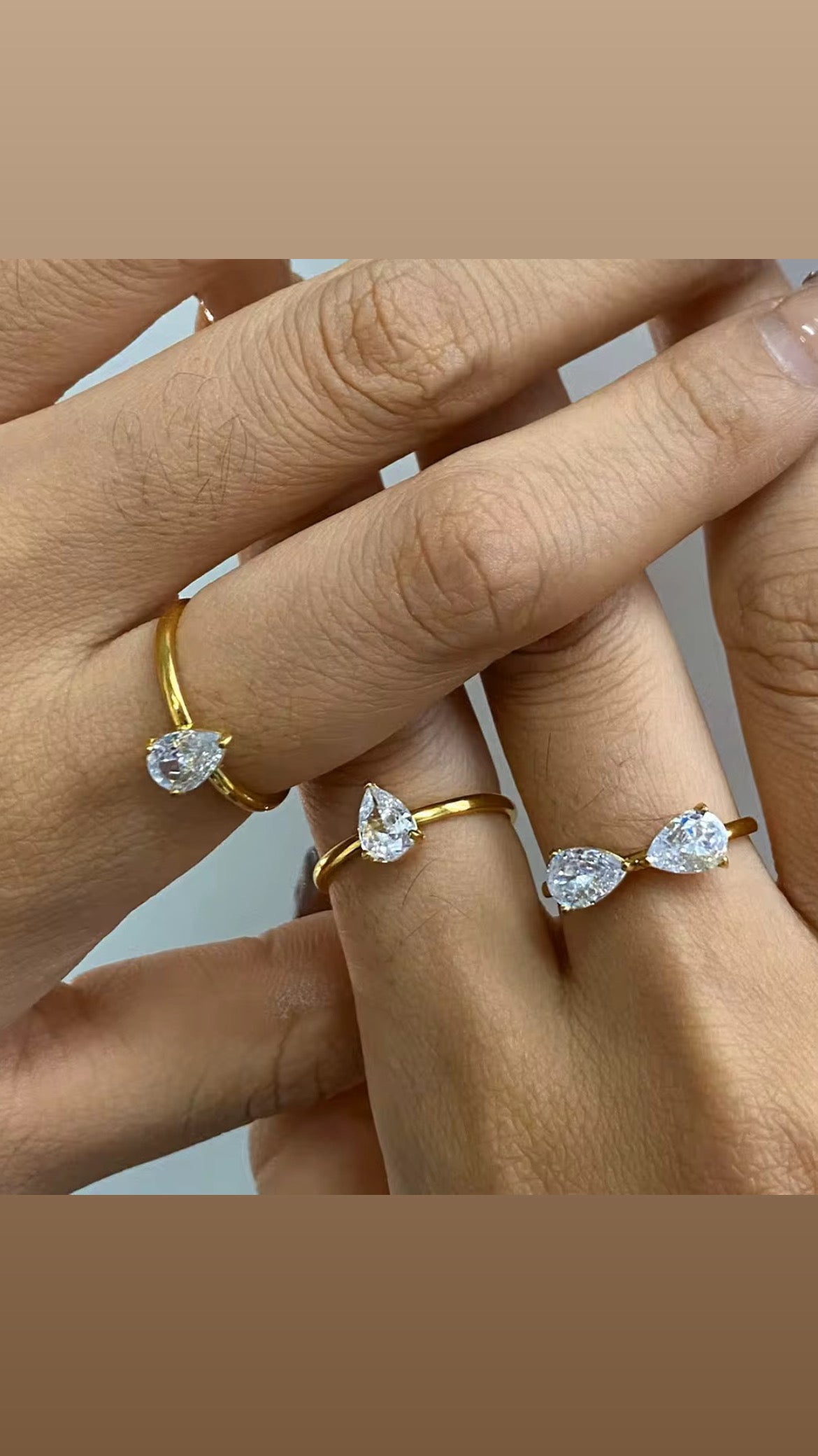 Drop solitaire ring(Set of 3)
