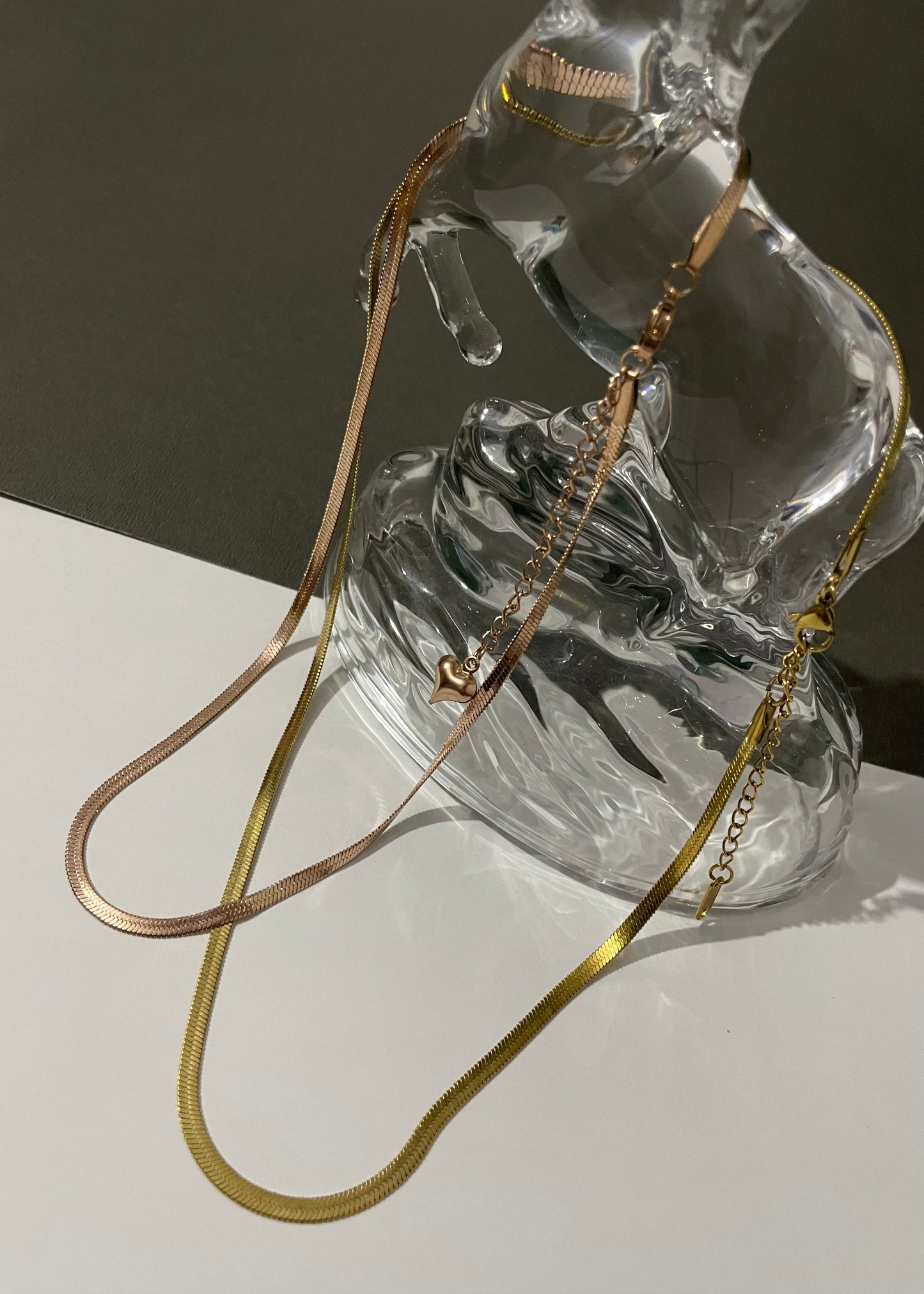 Snake chain necklace(Rosegold)