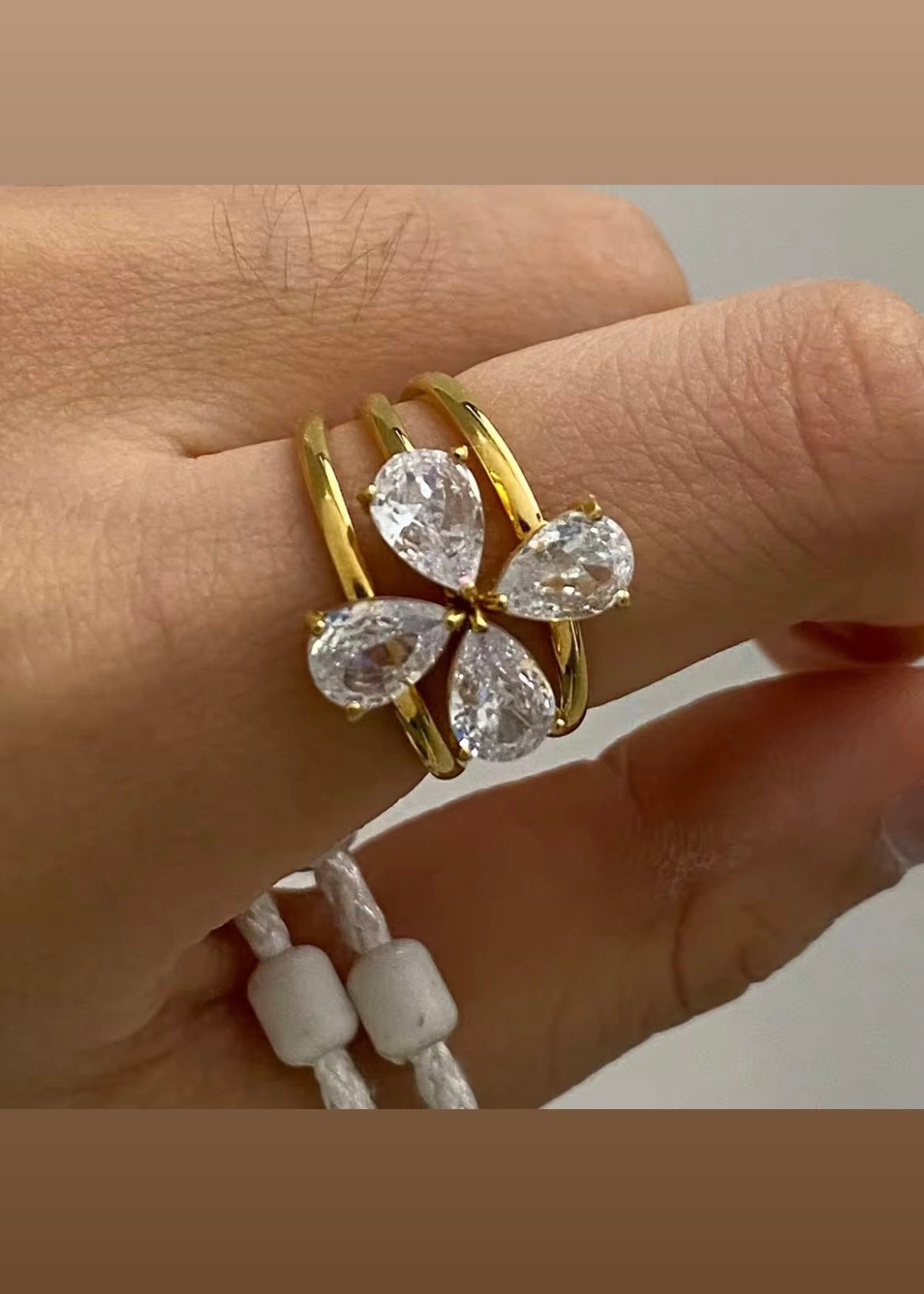 Drop solitaire ring(Set of 3)