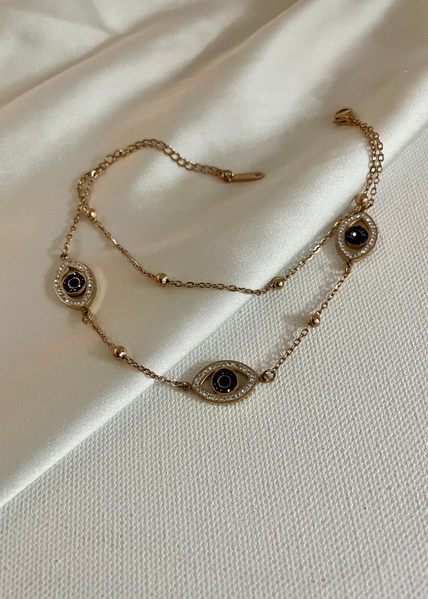 Evil eye layer bracelet