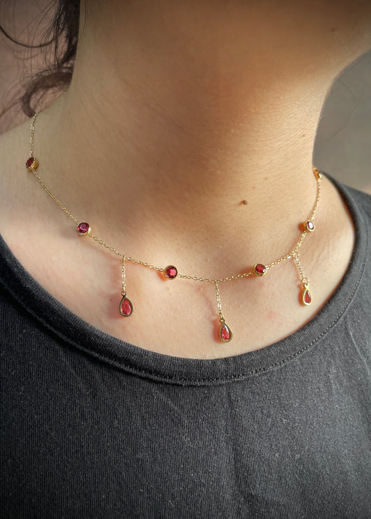 Ruby drops necklace