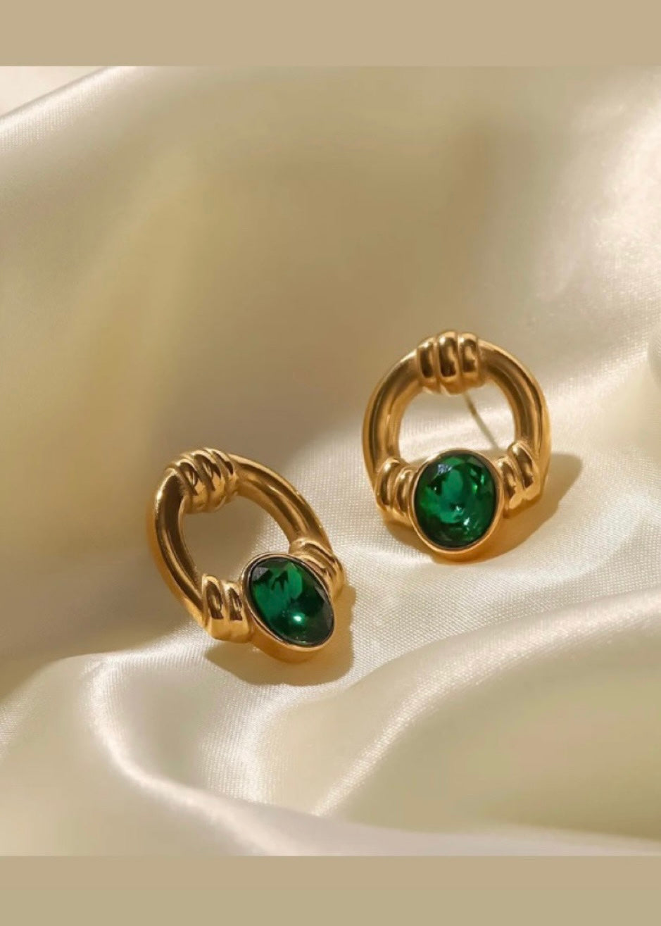 Emerald art deco earrings