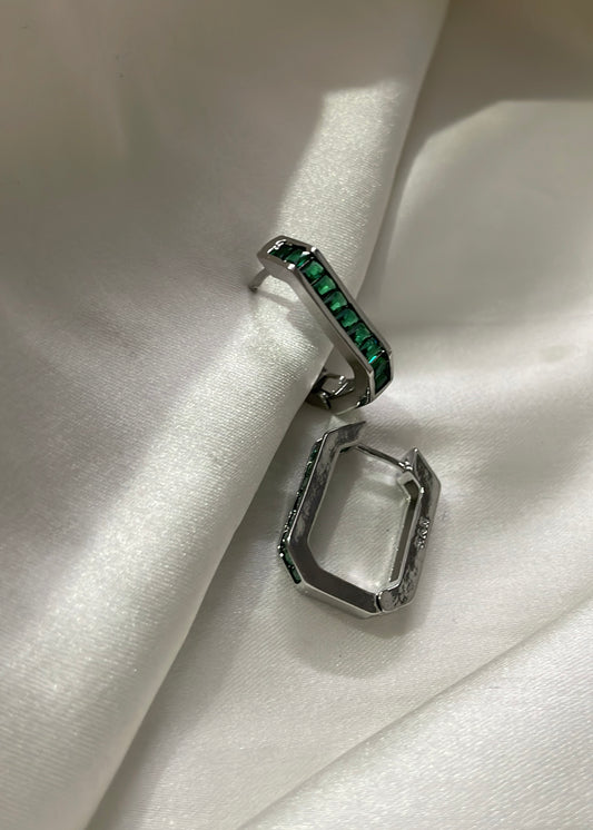 Octo emerald hoops(Silver)