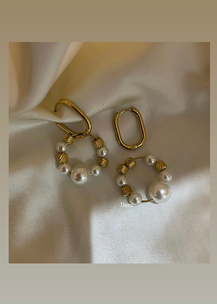 Velvet pearl hoops