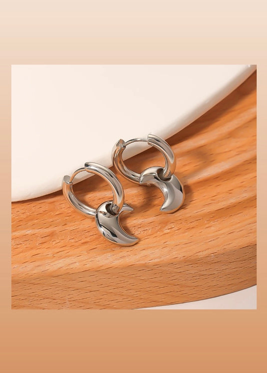Detachable moon hoops(Silver)