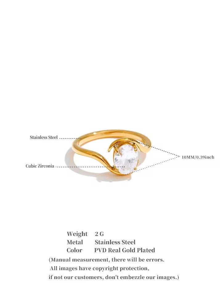 Oval solitaire ring