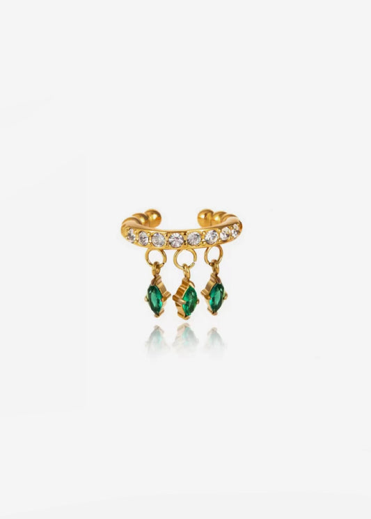 Emerald drops earcuff