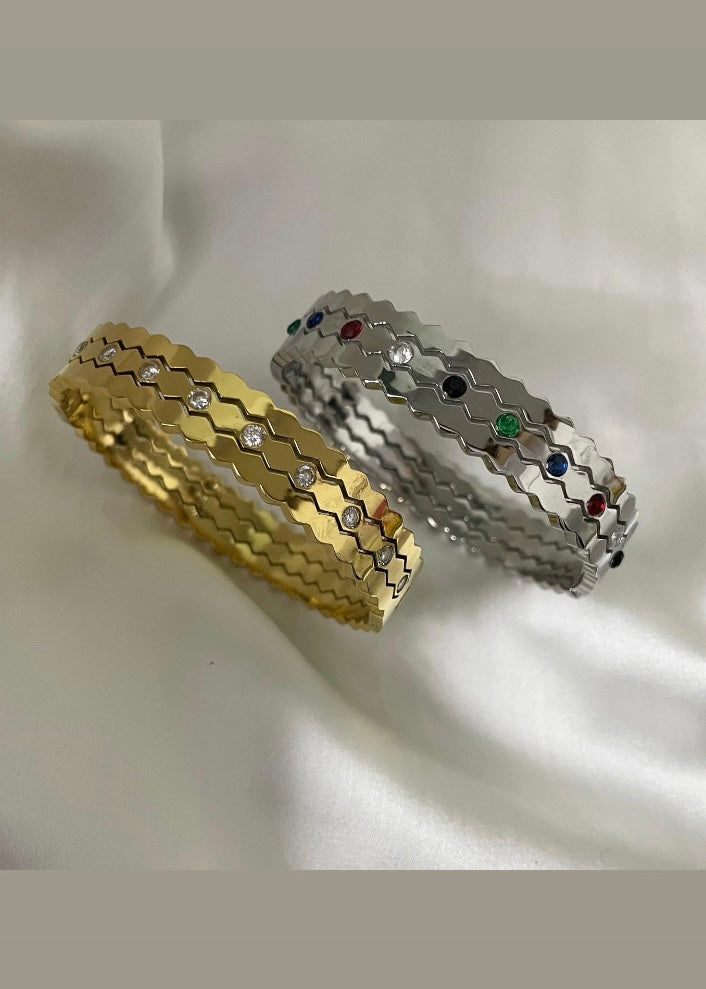 Multicolour stones lace bracelet(Silver)