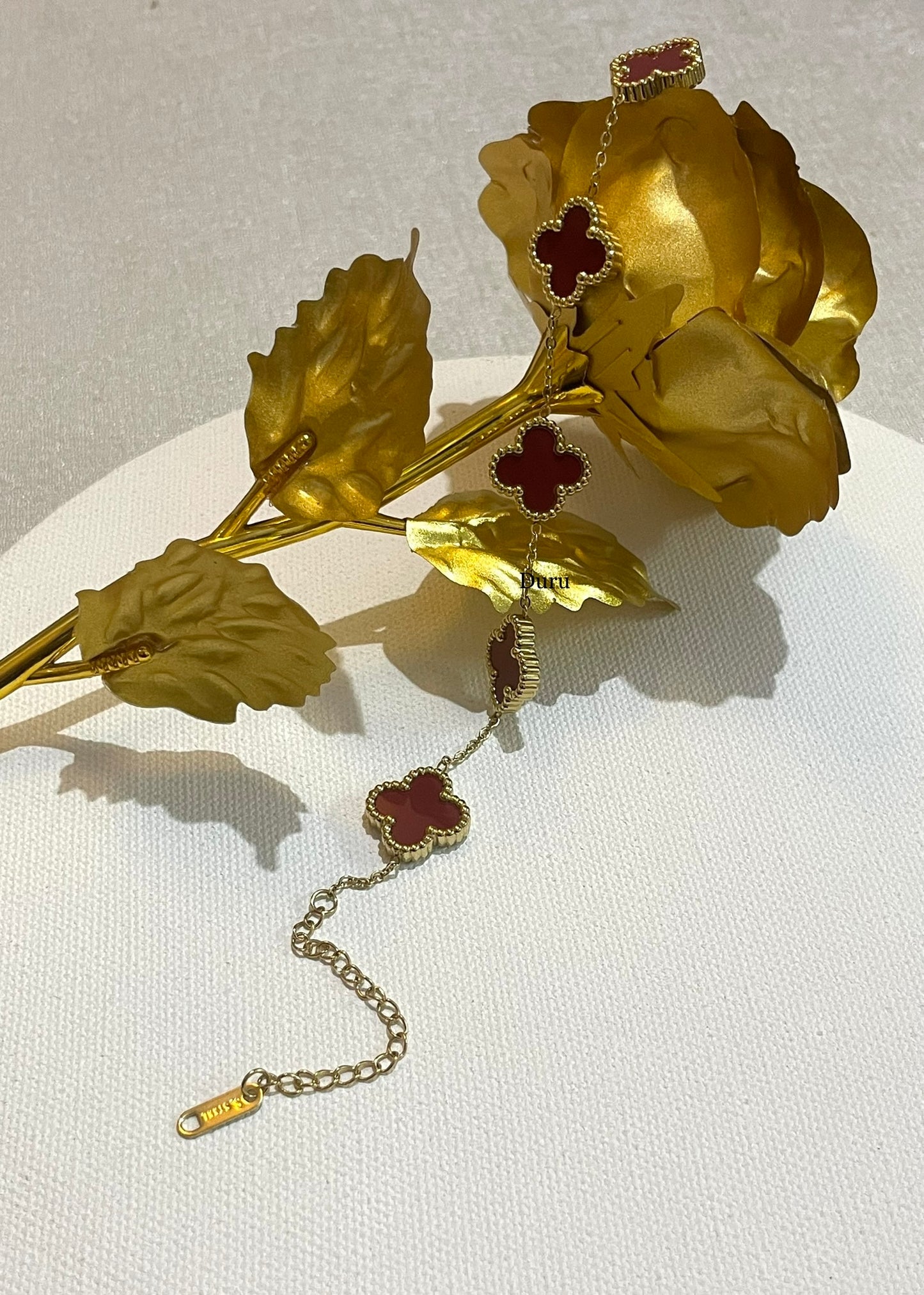 Deep red clover bracelet