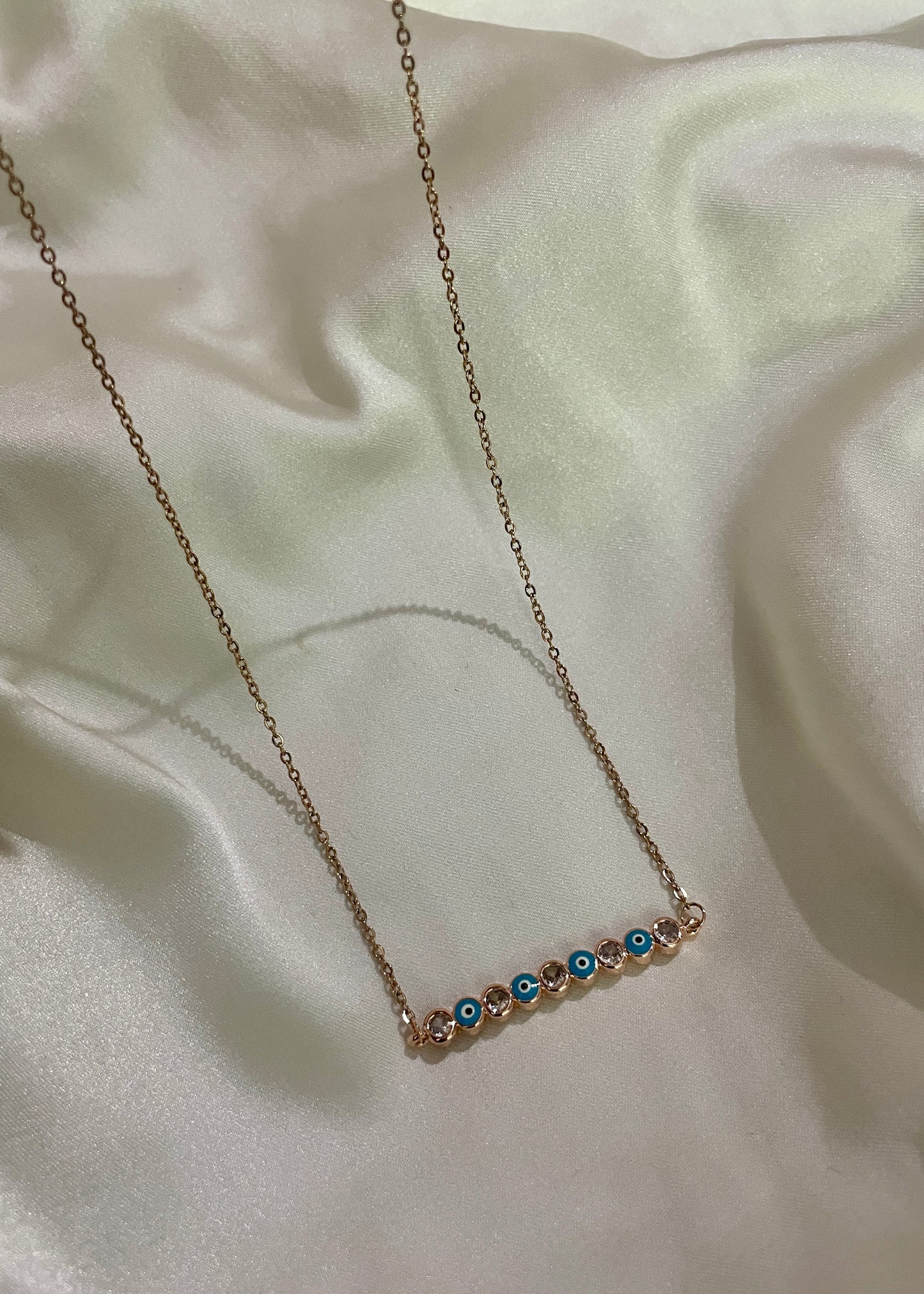 Evil eye bar necklace