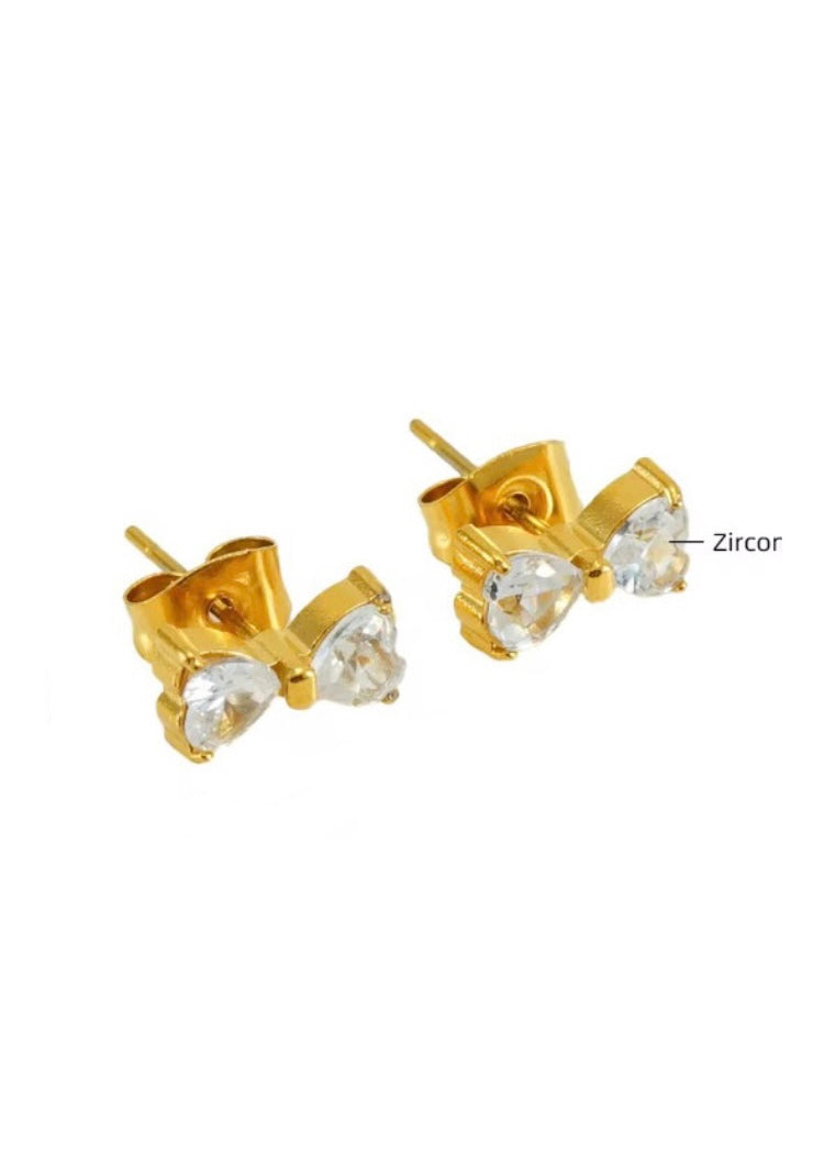 Solitaire bow earrings