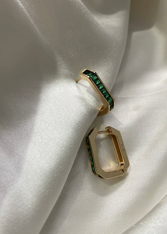 Octo emerald hoops(Gold)