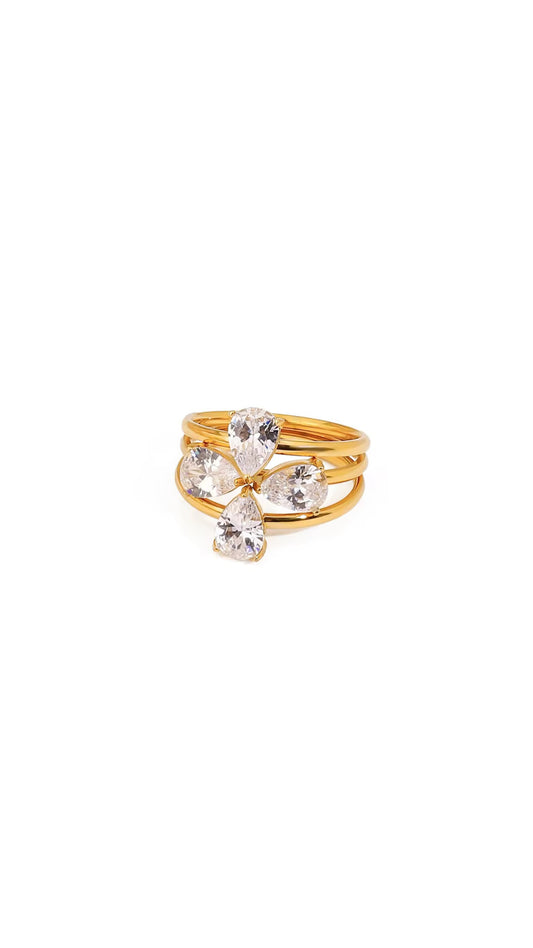 Drop solitaire ring(Set of 3)