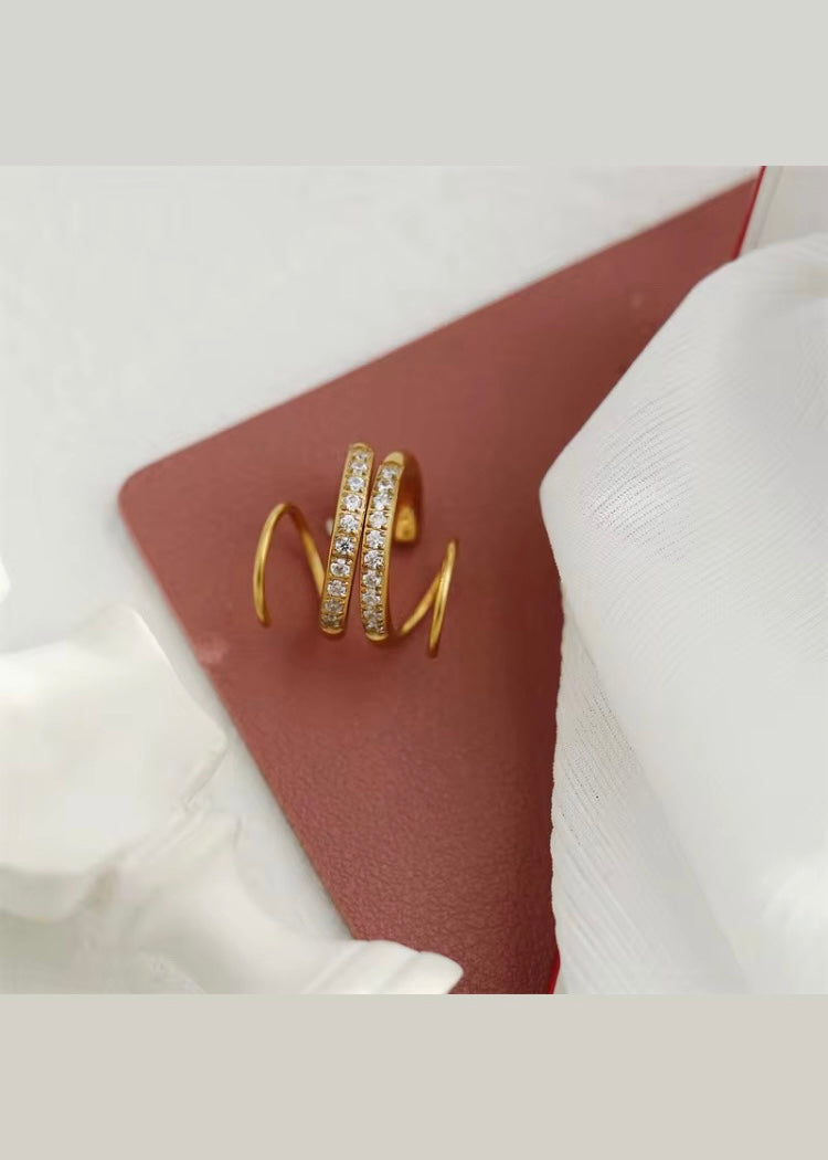 Spiral blingy hoops(Gold)