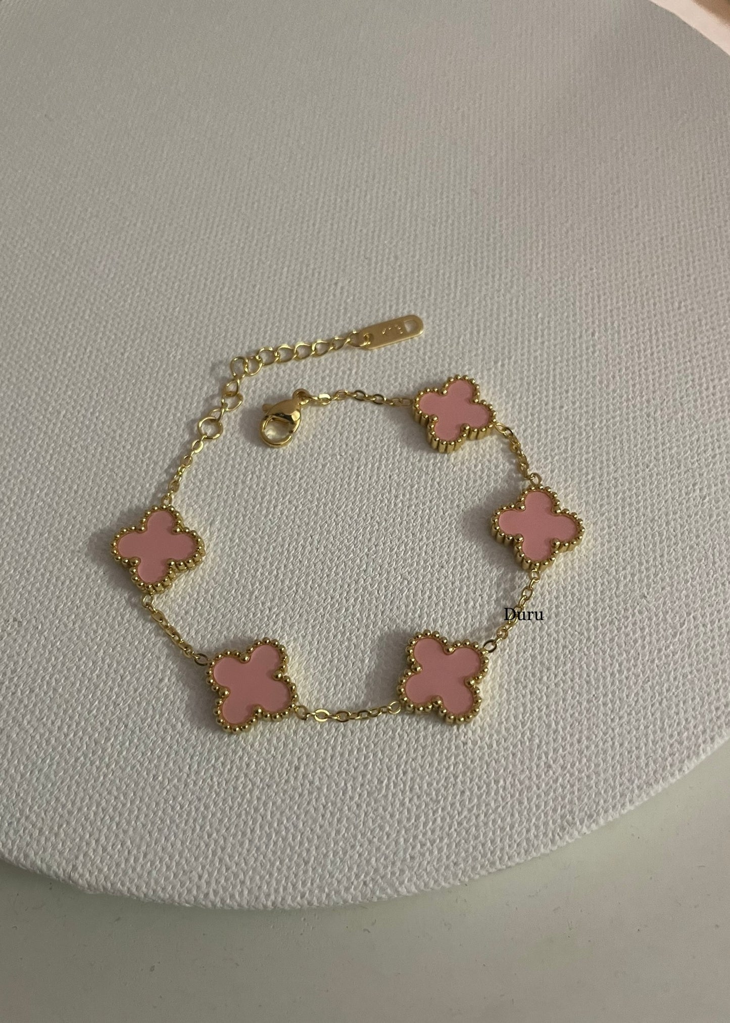 Pink clover bracelet
