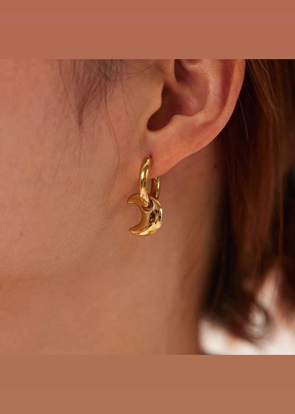 Detachable moon hoops(Gold)