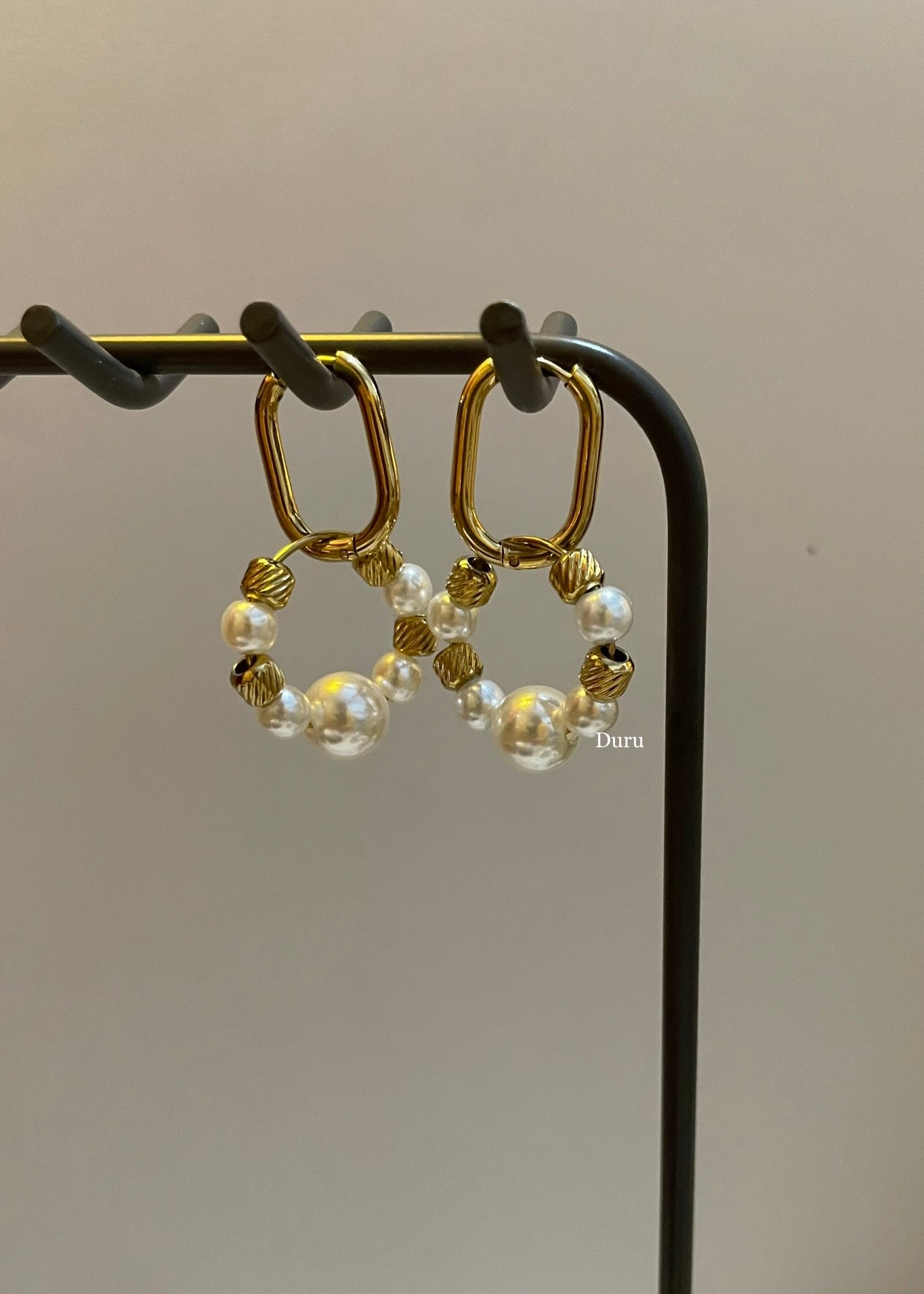Velvet pearl hoops