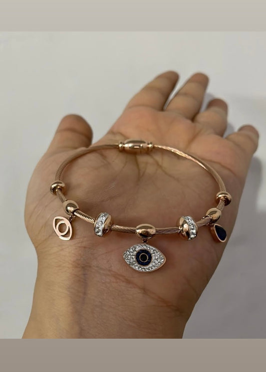 Evil eye trinket bracelet(Rosegold)