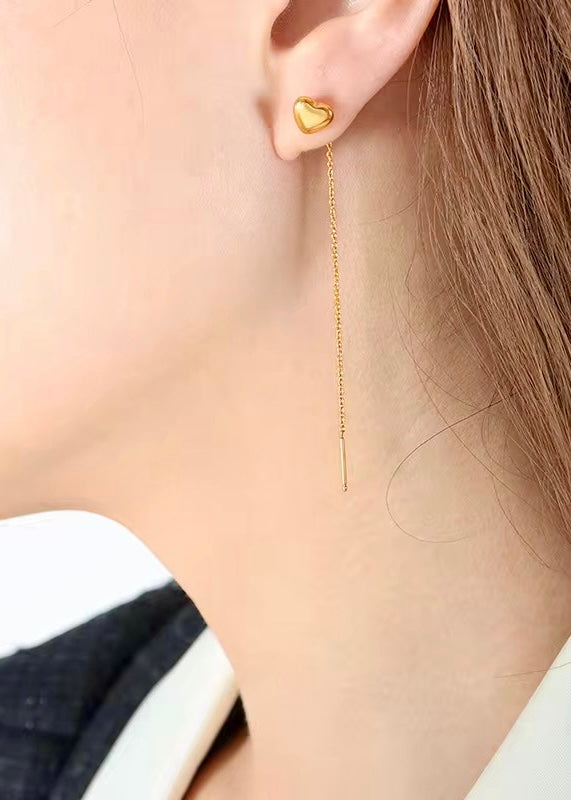 Needle-thread heart earrings