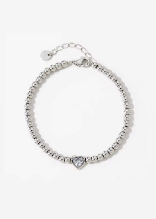 Eterna heart beads bracelet(Silver)