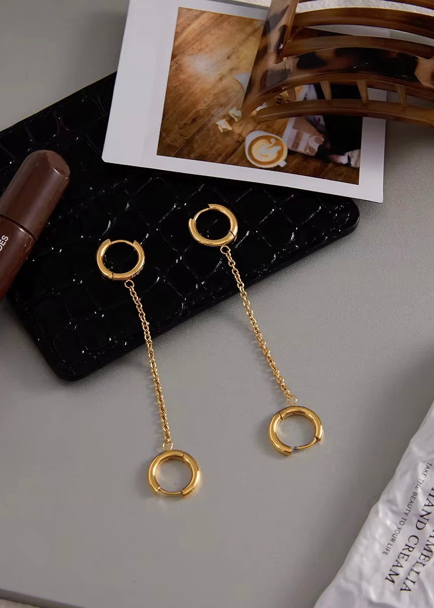 Dual hoop chain earrings