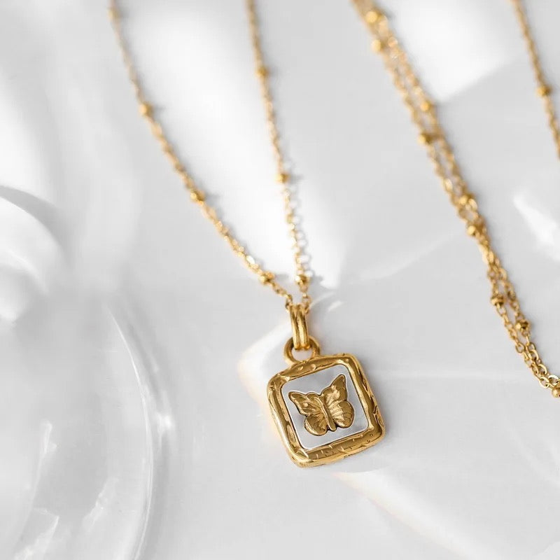 Mop butterfly necklace