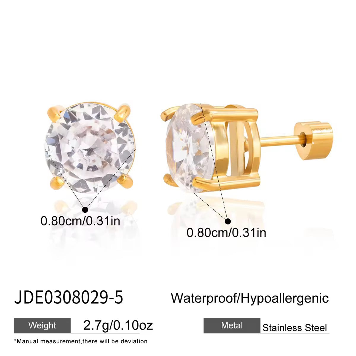 Round solitaire studs