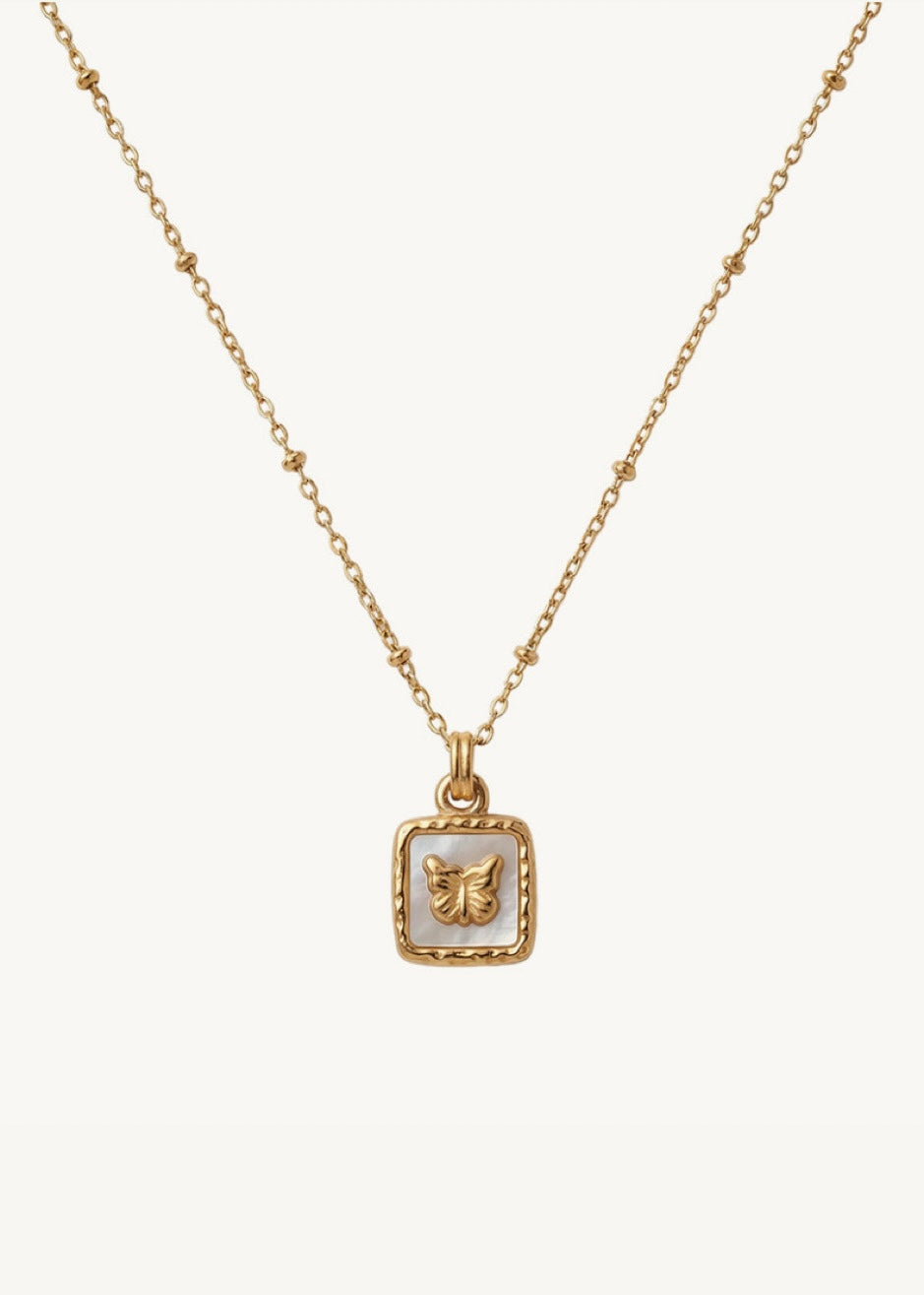 Mop butterfly necklace
