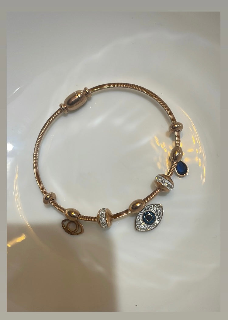 Evil eye trinket bracelet(Rosegold)
