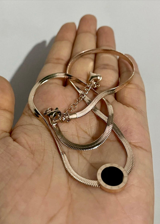 Roman snake necklace(Rosegold)