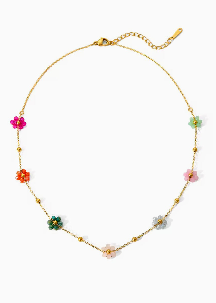 Multicolour floral beads necklace