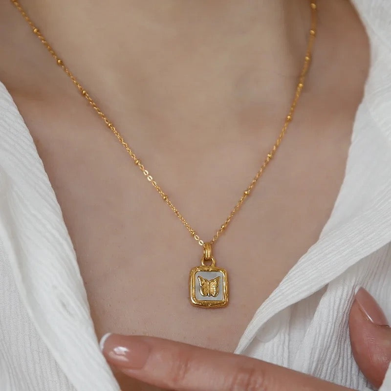 Mop butterfly necklace