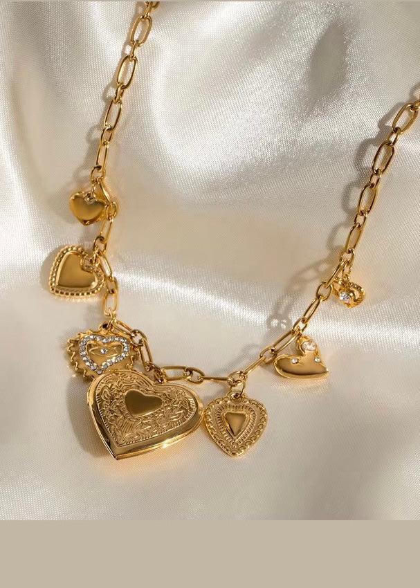 Luxe heart charms necklace