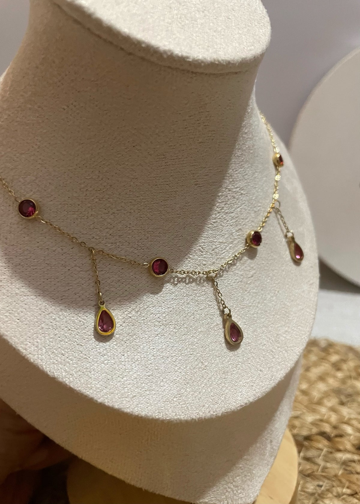 Ruby drops necklace